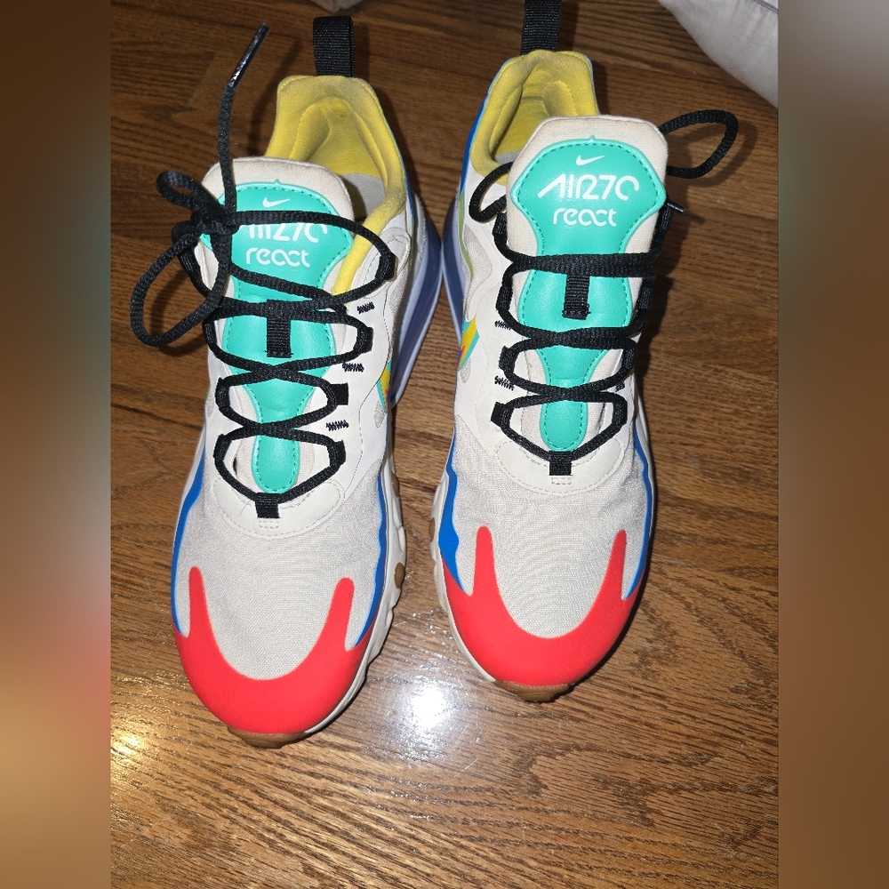 Nike Air Max React Red Blue White Athletic Shoes